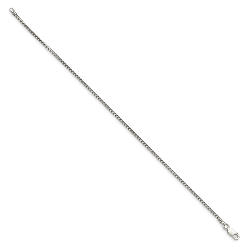 7 Inch Sterling Silver 1.6mm Round Snake Chain Bracelet