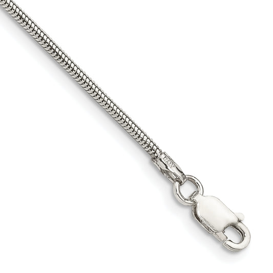 8 Inch Sterling Silver 1.6mm Round Snake Chain