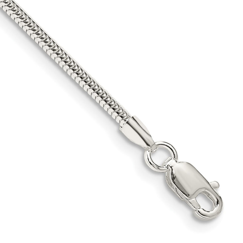 8 Inch Sterling Silver 2mm Round Snake Chain Bracelet