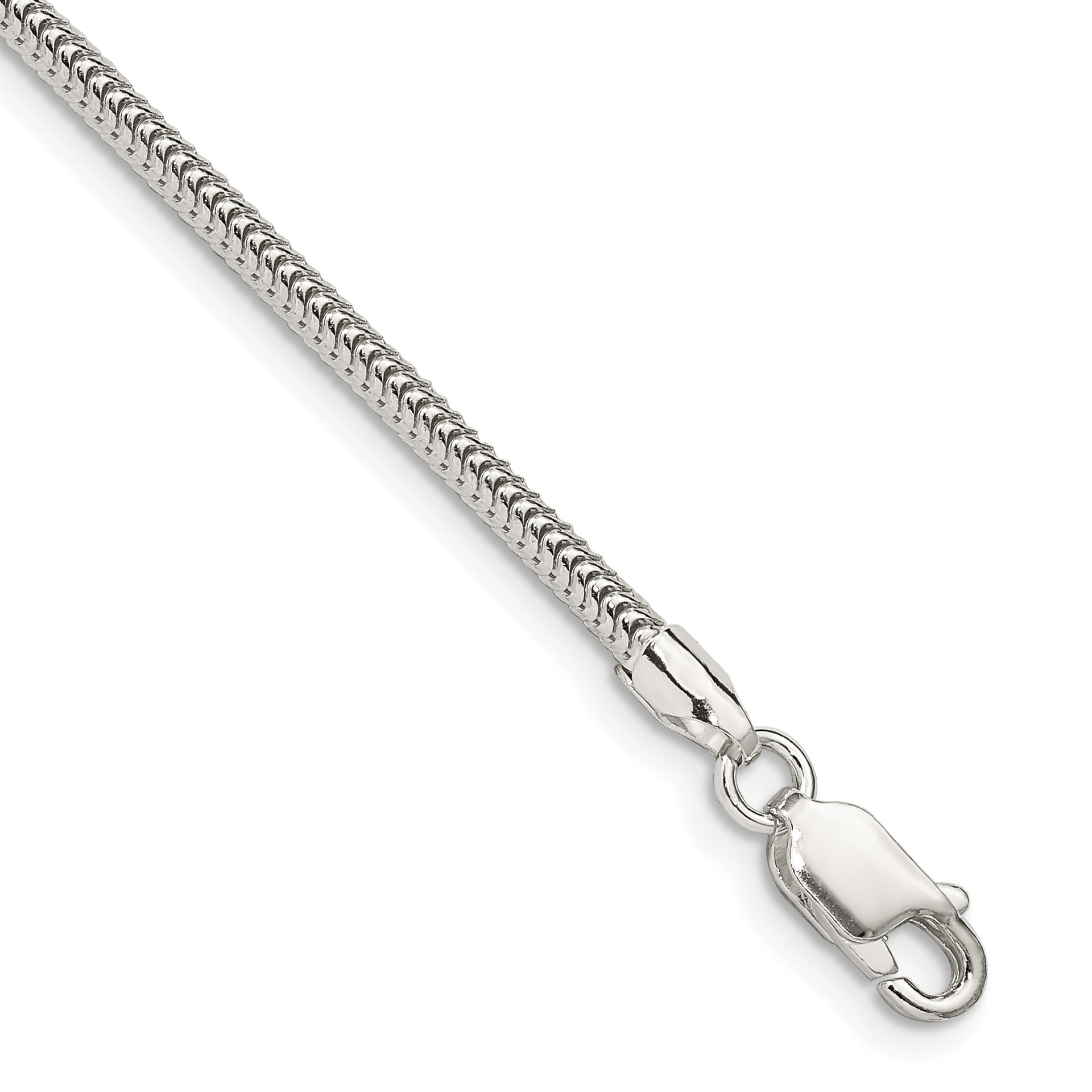 8 Inch Sterling Silver 2.5mm Round Snake Chain