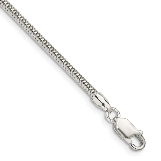 8 Inch Sterling Silver 2.5mm Round Snake Chain