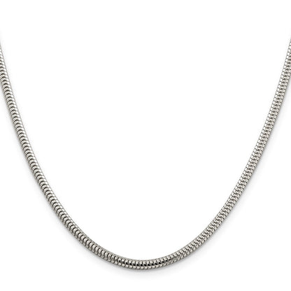 20 Inch Sterling Silver 3mm Round Snake Chain Necklace