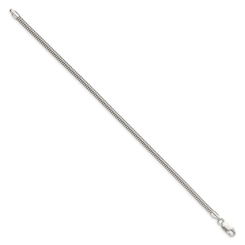 8 Inch Sterling Silver 3mm Round Snake Chain Bracelet