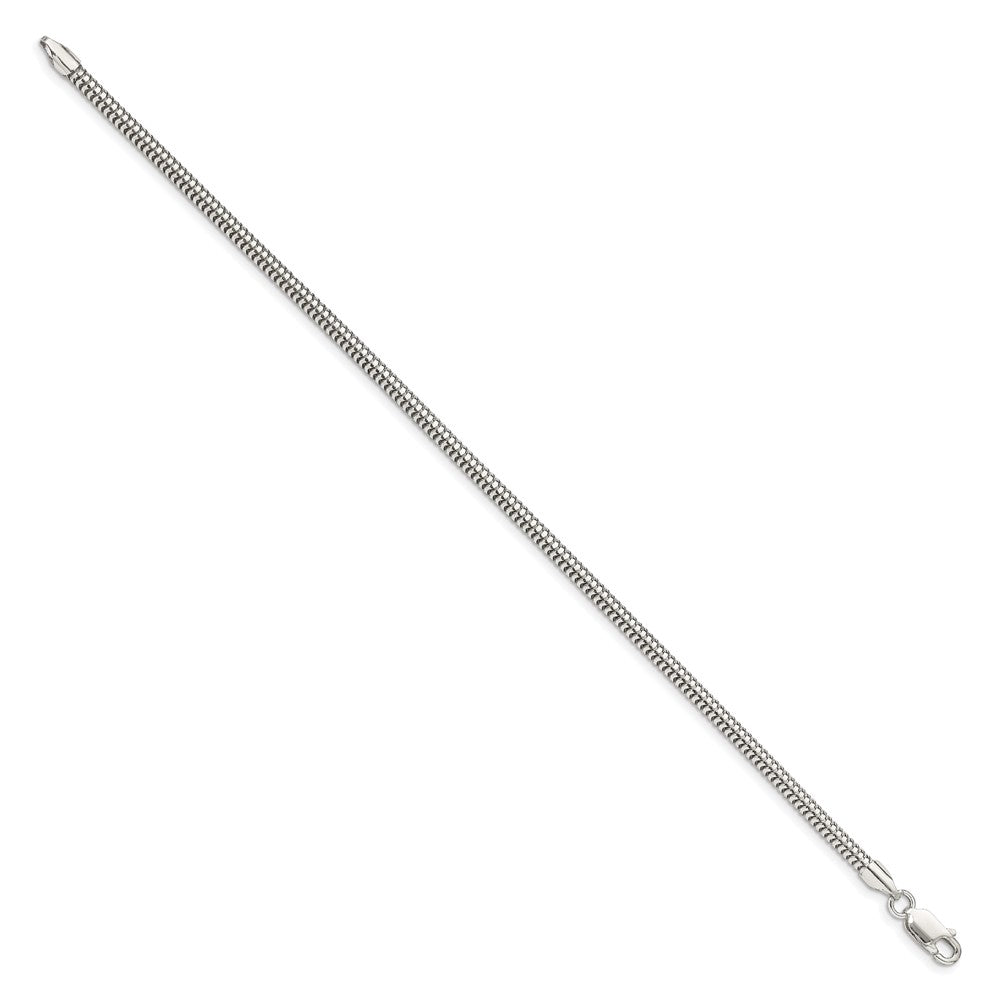 7 Inch Sterling Silver 3mm Round Snake Chain Bracelet