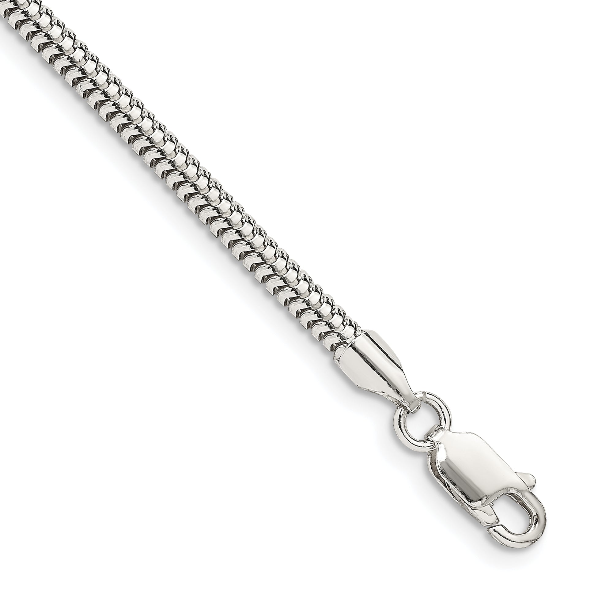 8 Inch Sterling Silver 3mm Round Snake Chain