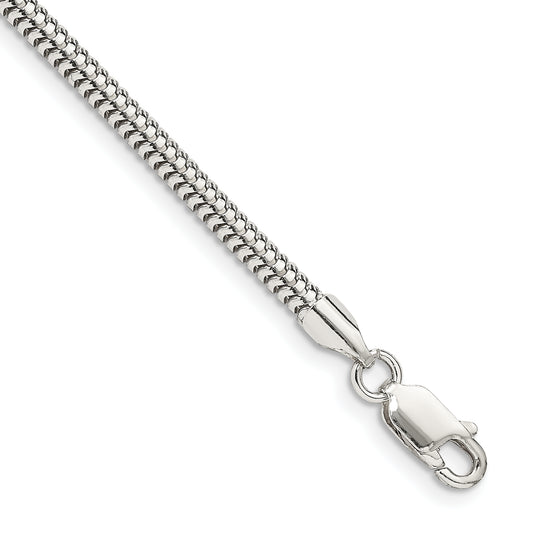 8 Inch Sterling Silver 3mm Round Snake Chain