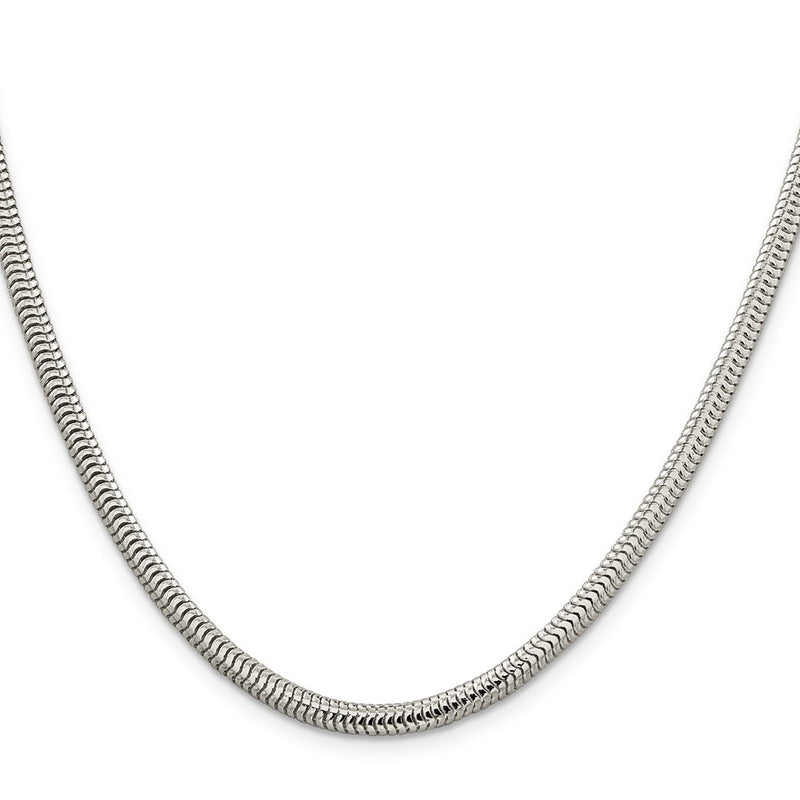 28 Inch Sterling Silver 4mm Round Snake Chain Necklace