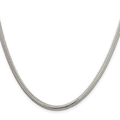 24 Inch Sterling Silver 4mm Round Snake Chain Necklace