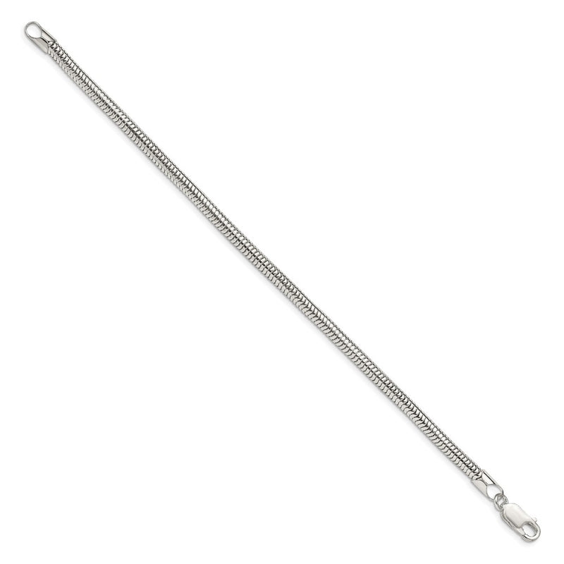 8 Inch Sterling Silver 4mm Round Snake Chain Bracelet