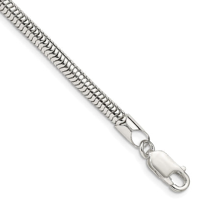 7 Inch Sterling Silver 4mm Round Snake Chain Bracelet