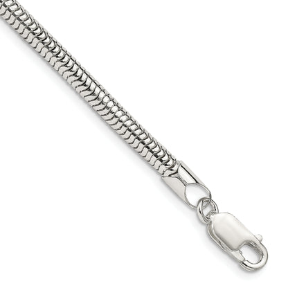8 Inch Sterling Silver 4mm Round Snake Chain