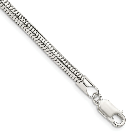 8 Inch Sterling Silver 4mm Round Snake Chain