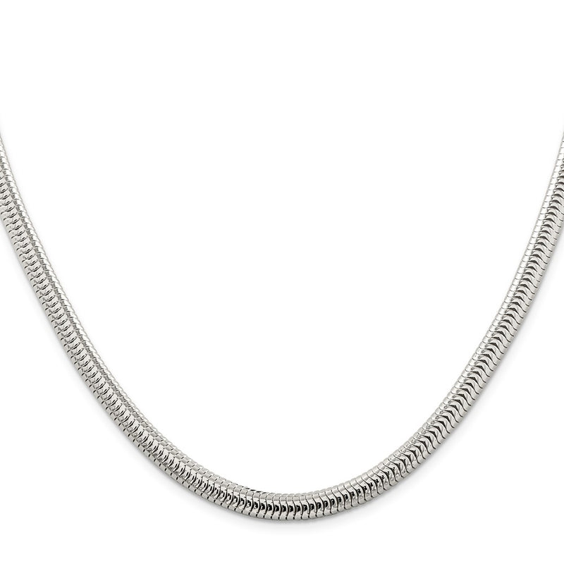 24 Inch Sterling Silver 6mm Round Snake Chain Necklace