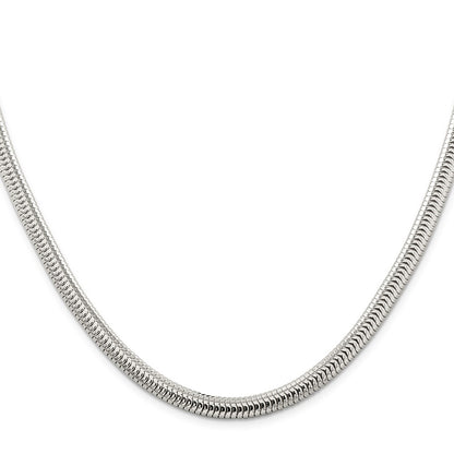 26 Inch Sterling Silver 6mm Round Snake Chain Necklace