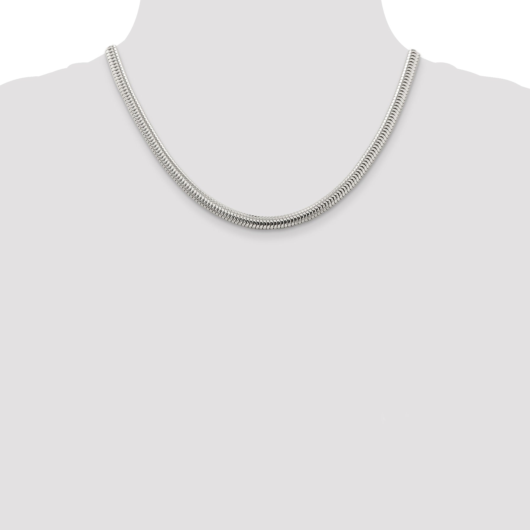 18 Inch Sterling Silver 6mm Round Snake Chain