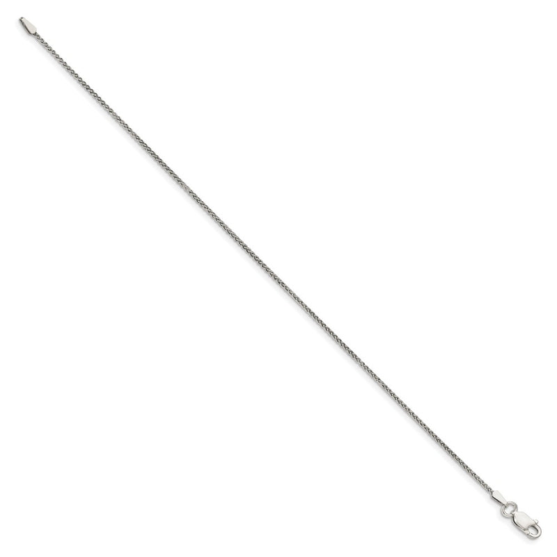 10 Inch Sterling Silver 1.25mm Round Spiga Chain Anklet