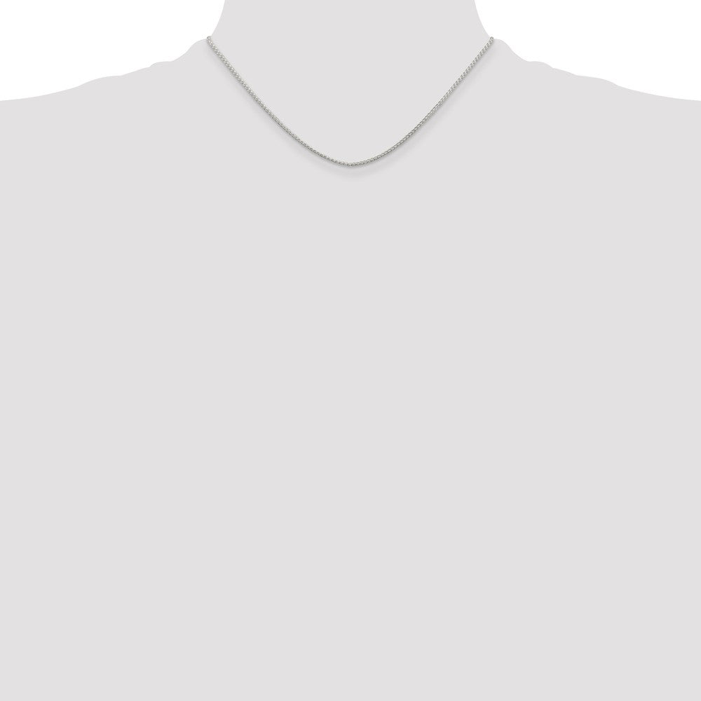 16 Inch Sterling Silver Rhodium-Plated 1.25mm Round Spiga Chain Necklace