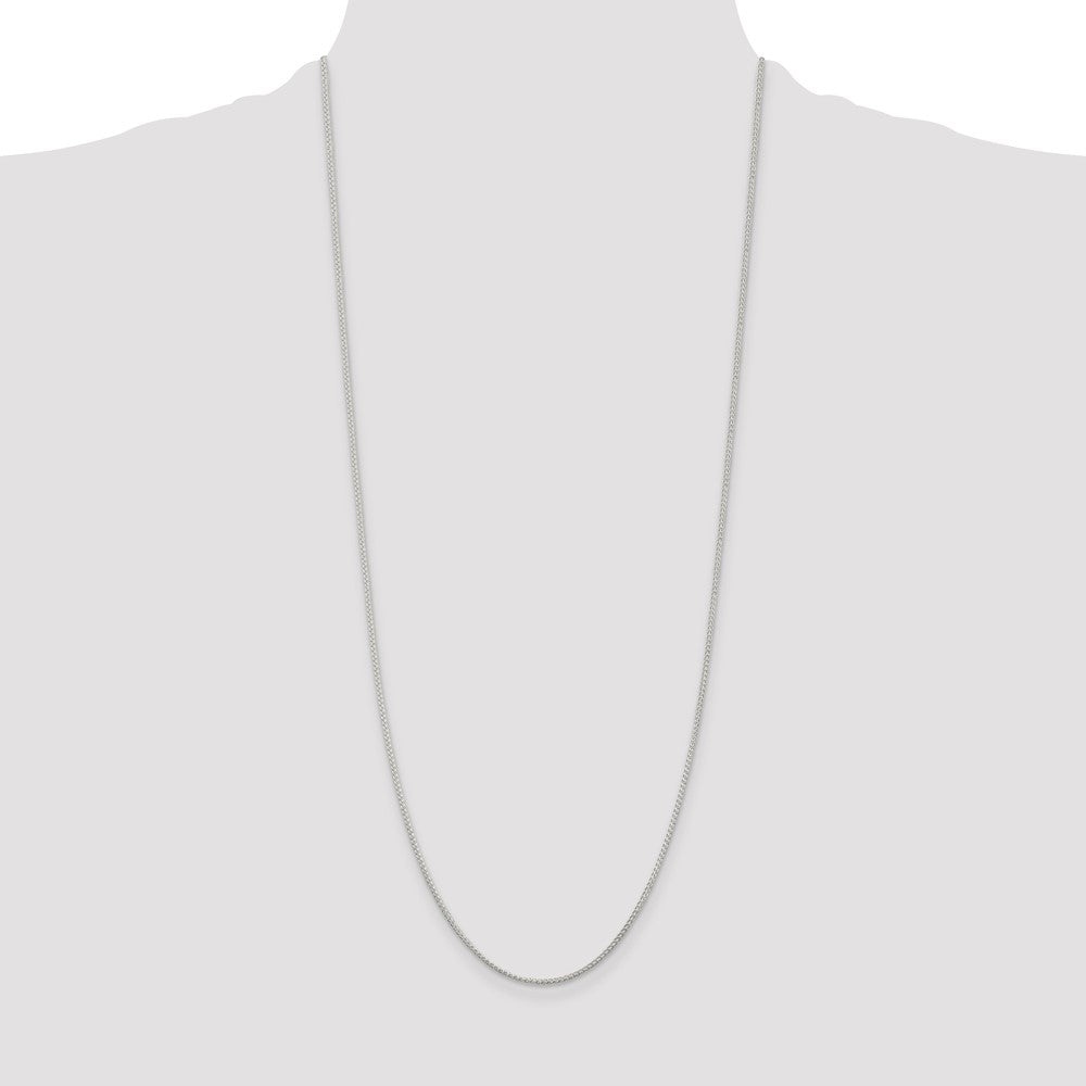 30 Inch Sterling Silver Rhodium-Plated 1.25mm Round Spiga Chain Necklace