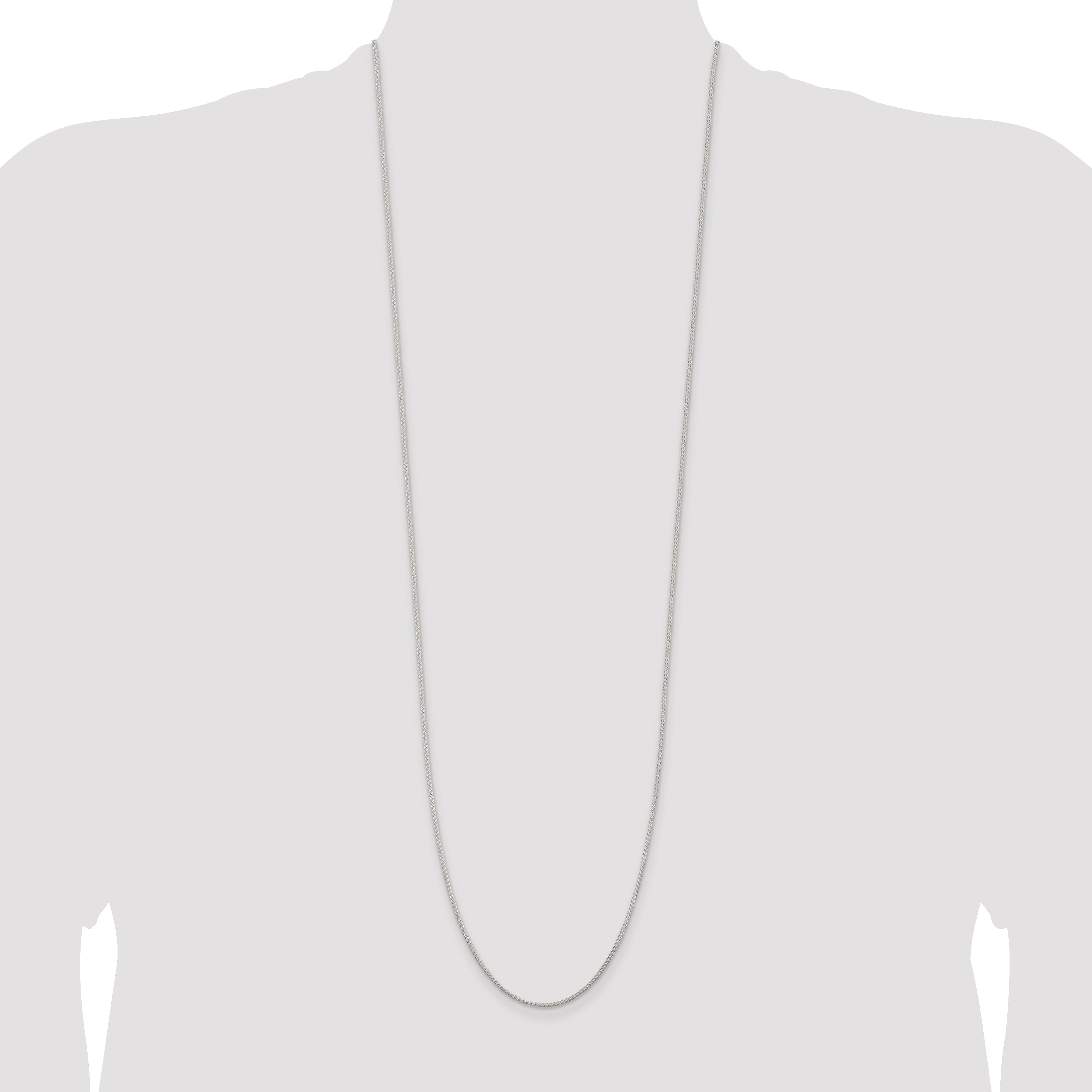 36 Inch Sterling Silver Rhodium-Plated 1.25mm Round Spiga Chain