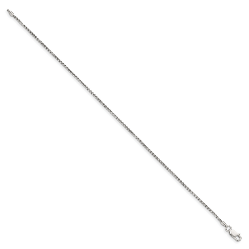 8 Inch Sterling Silver 1.5mm Round Spiga Chain Bracelet