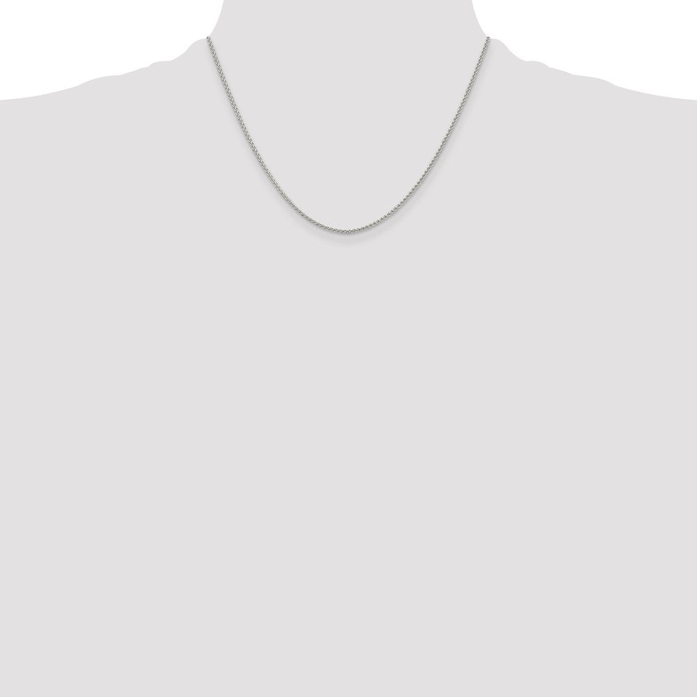 18 Inch Sterling Silver Rhodium-Plated 1.5mm Round Spiga Chain Necklace