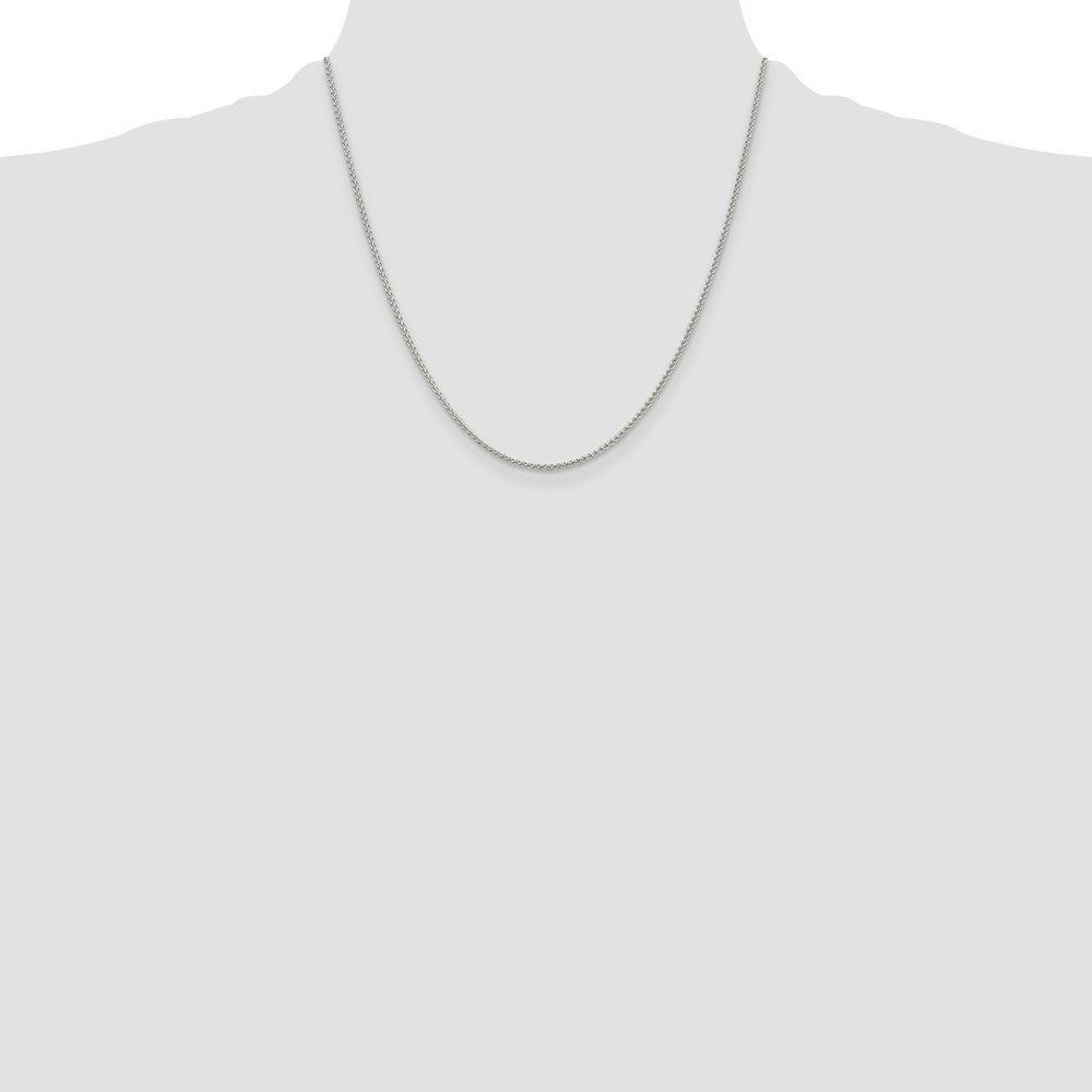 20 Inch Sterling Silver Rhodium-Plated 1.5mm Round Spiga Chain Necklace