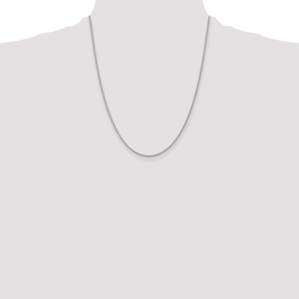 22 Inch Sterling Silver Rhodium-Plated 1.5mm Round Spiga Chain Necklace