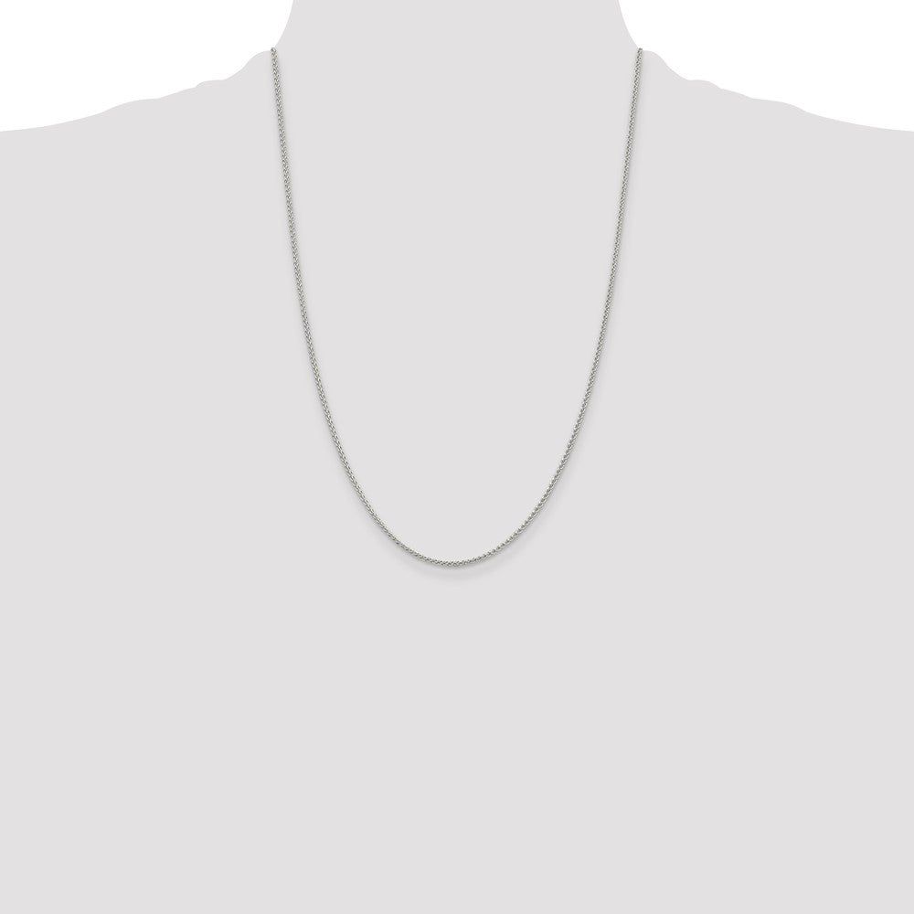 24 Inch Sterling Silver Rhodium-Plated 1.5mm Round Spiga Chain Necklace