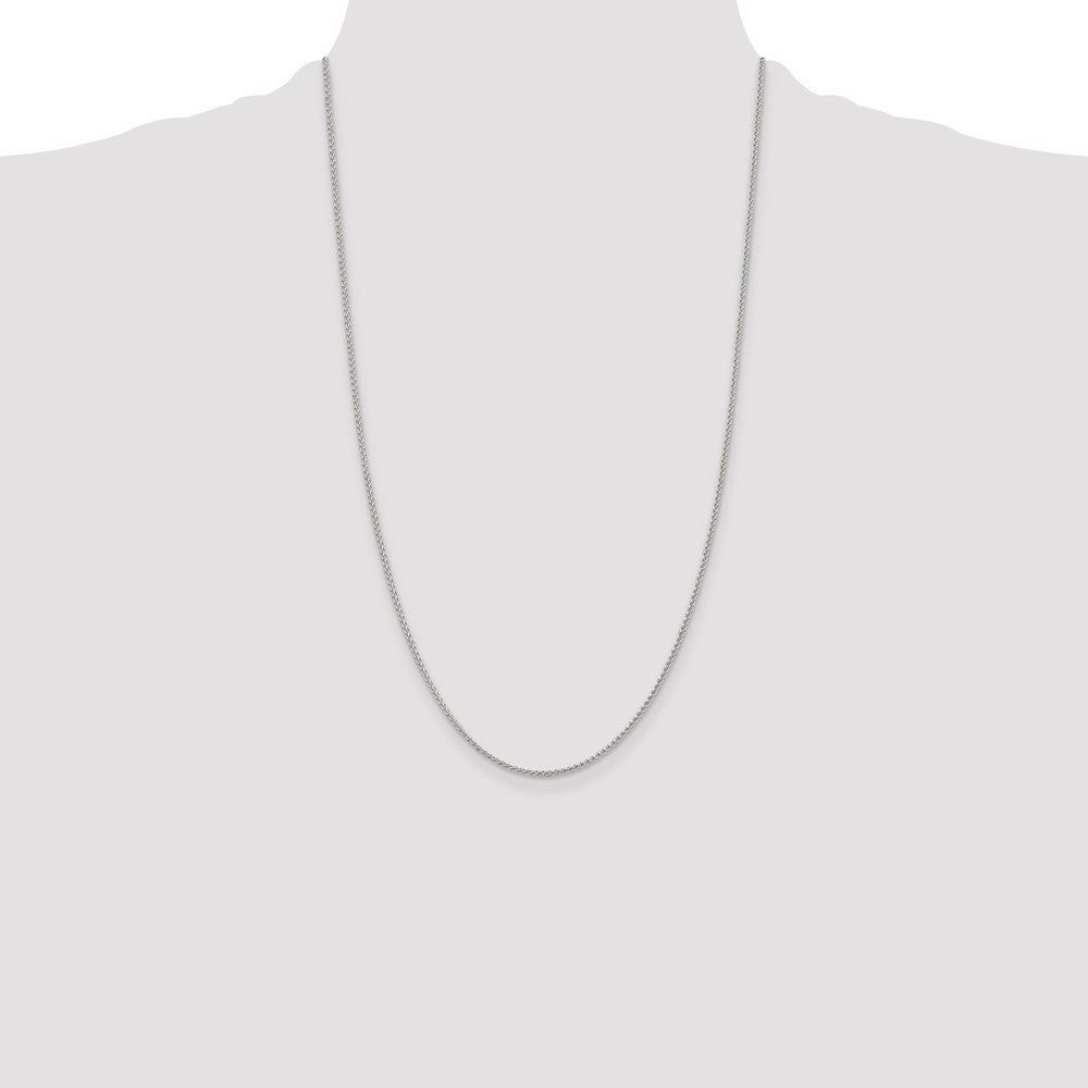 26 Inch Sterling Silver Rhodium-Plated 1.5mm Round Spiga Chain Necklace