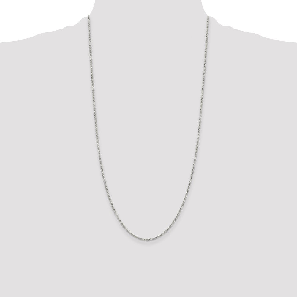 28 Inch Sterling Silver Rhodium-Plated 1.5mm Round Spiga Chain Necklace
