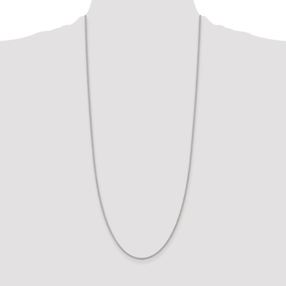30 Inch Sterling Silver Rhodium-Plated 1.5mm Round Spiga Chain Necklace