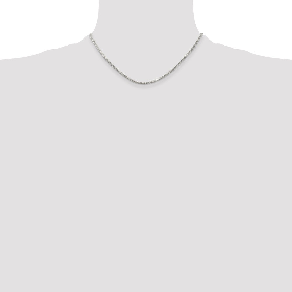 16 Inch Sterling Silver Rhodium-Plated 1.75mm Round Spiga Chain Necklace