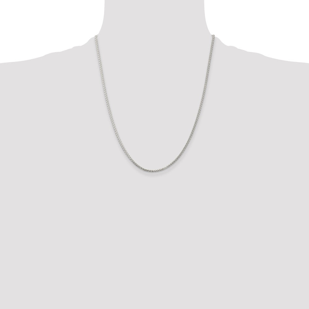 22 Inch Sterling Silver Rhodium-Plated 1.75mm Round Spiga Chain Necklace