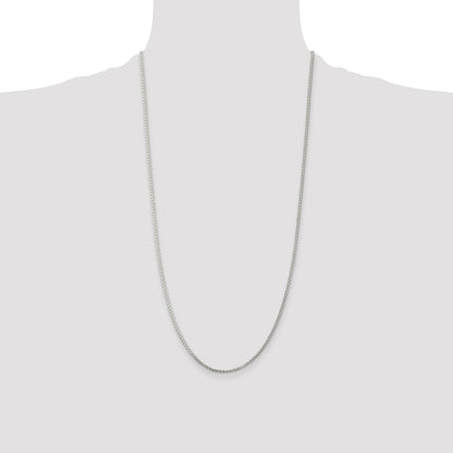 28 Inch Sterling Silver Rhodium-Plated 1.75mm Round Spiga Chain Necklace
