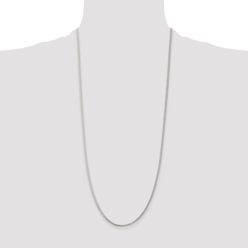 30 Inch Sterling Silver Rhodium-Plated 1.75mm Round Spiga Chain Necklace