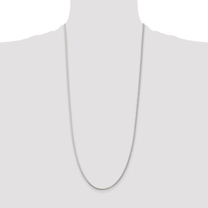 30 Inch Sterling Silver Rhodium-Plated 1.75mm Round Spiga Chain Necklace