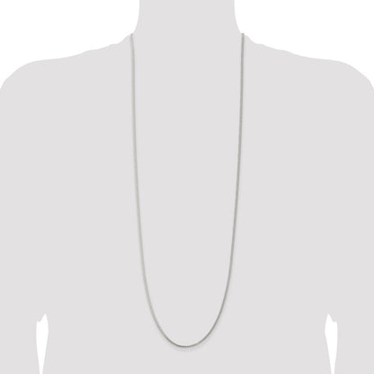 36 Inch Sterling Silver Rhodium-Plated 1.75mm Round Spiga Chain Necklace