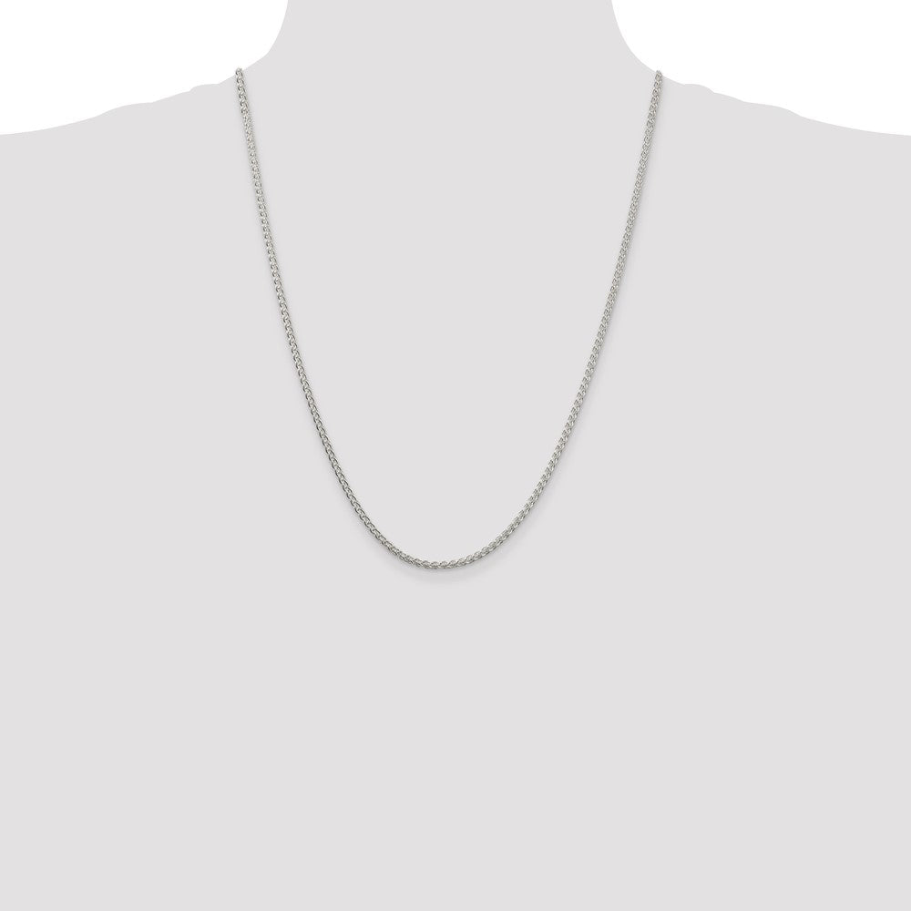 24 Inch Sterling Silver 2.5mm Round Spiga Chain Necklace