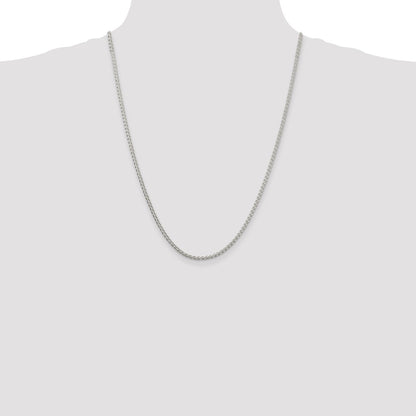 24 Inch Sterling Silver 2.5mm Round Spiga Chain Necklace