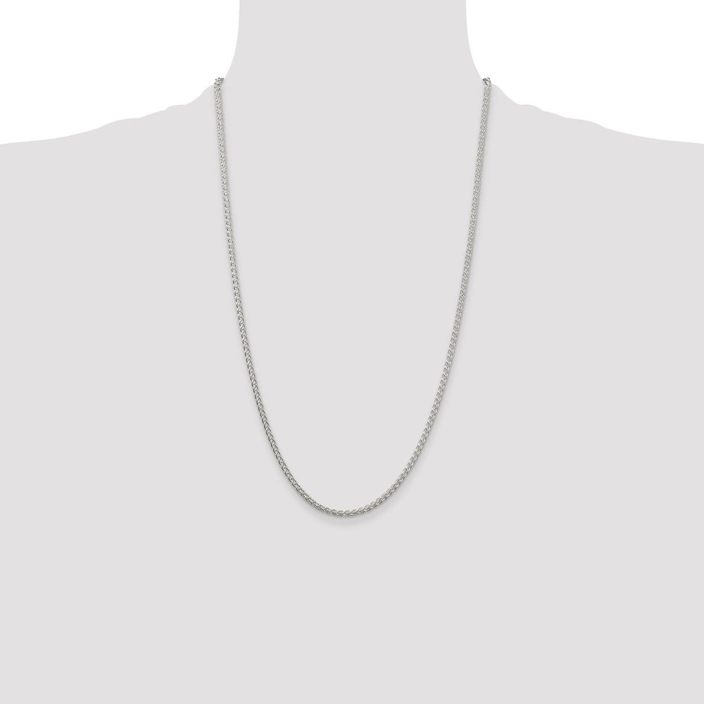 26 Inch Sterling Silver 2.5mm Round Spiga Chain Necklace