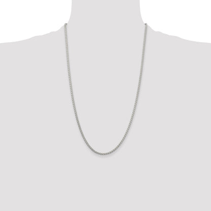 26 Inch Sterling Silver 2.5mm Round Spiga Chain Necklace