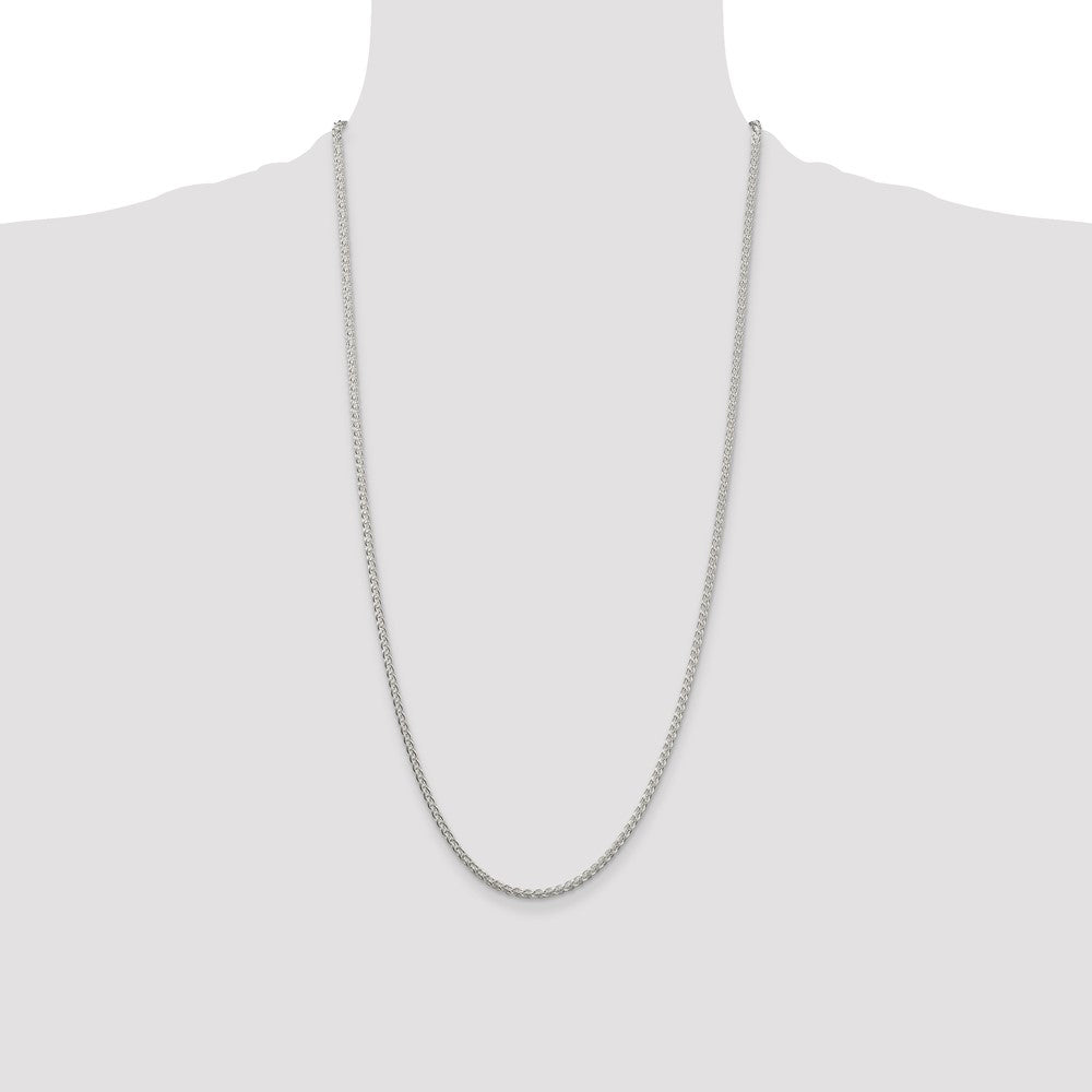 28 Inch Sterling Silver 2.5mm Round Spiga Chain Necklace