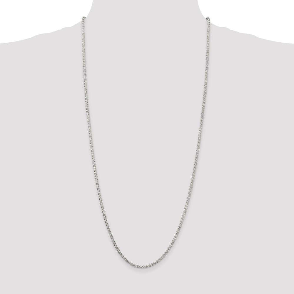 30 Inch Sterling Silver 2.5mm Round Spiga Chain Necklace