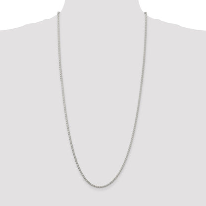 30 Inch Sterling Silver 2.5mm Round Spiga Chain Necklace