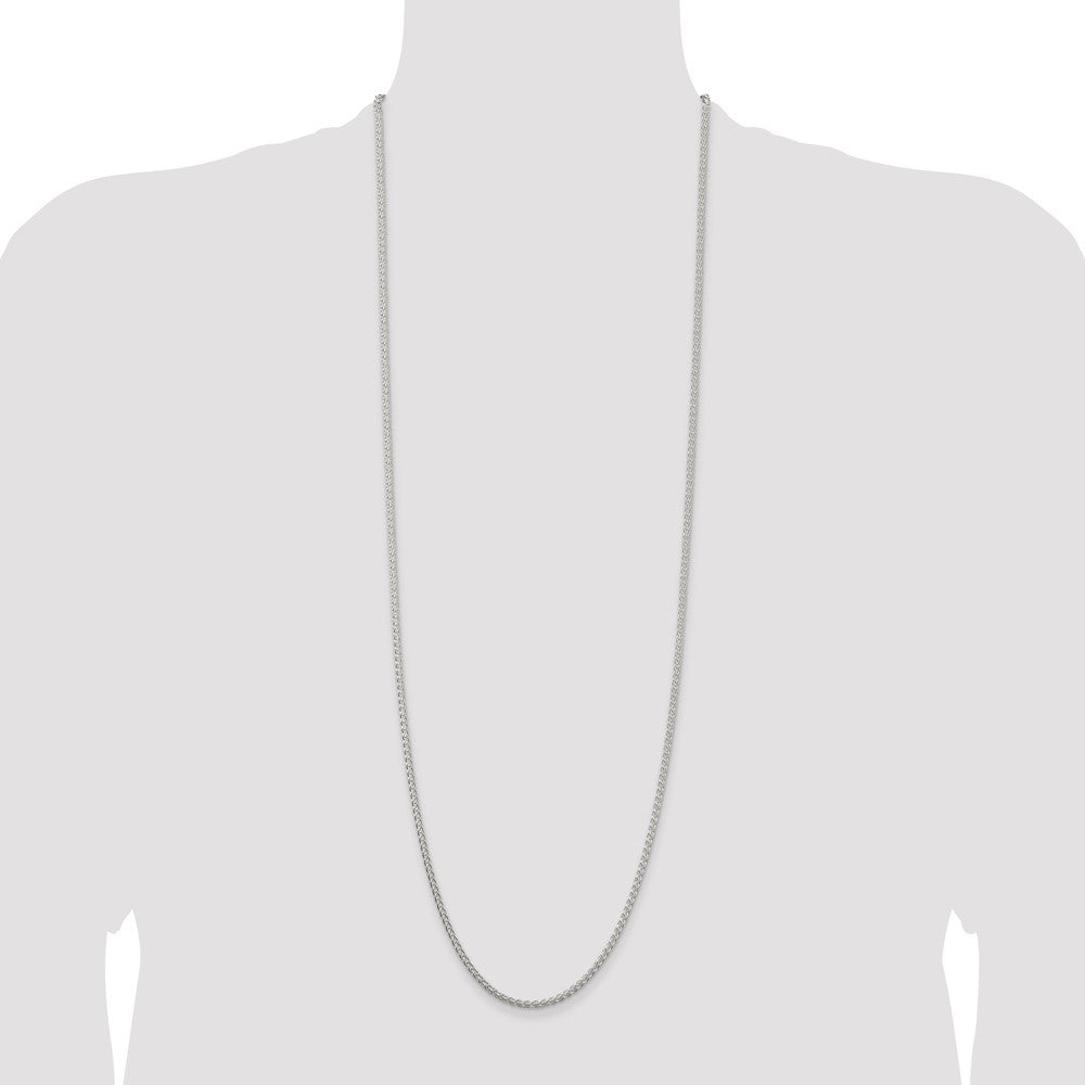 36 Inch Sterling Silver 2.5mm Round Spiga Chain Necklace