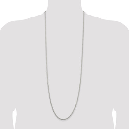 36 Inch Sterling Silver 2.5mm Round Spiga Chain Necklace