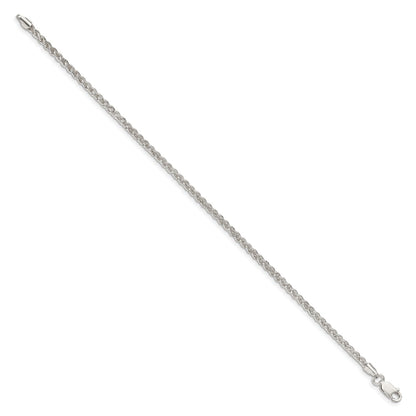 8 Inch Sterling Silver 2.5mm Round Spiga Chain Bracelet