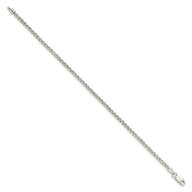 8 Inch Sterling Silver 2.5mm Round Spiga Chain Bracelet