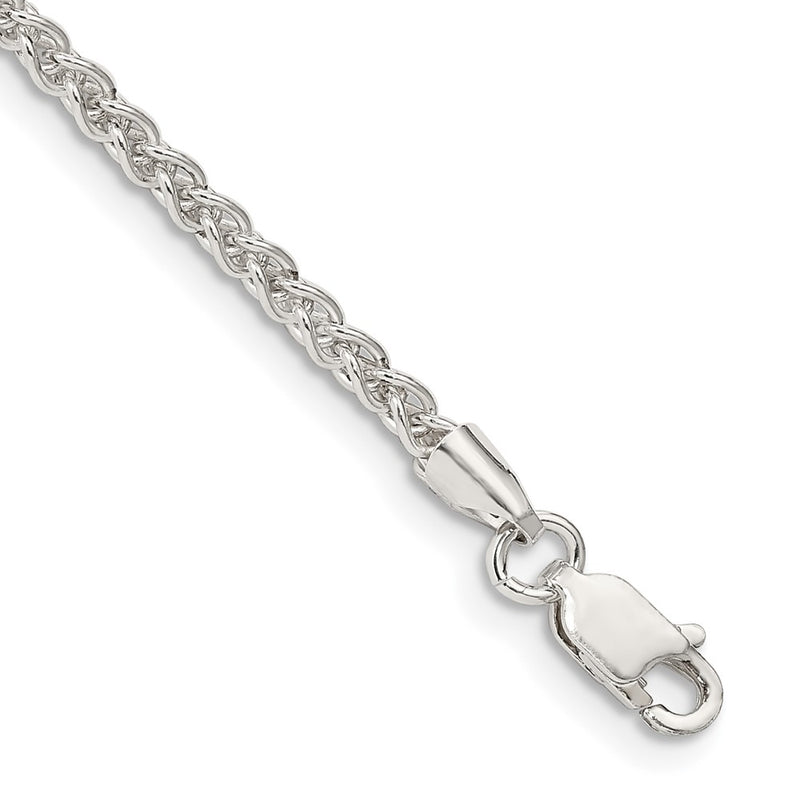 8 Inch Sterling Silver 2.5mm Round Spiga Chain Bracelet