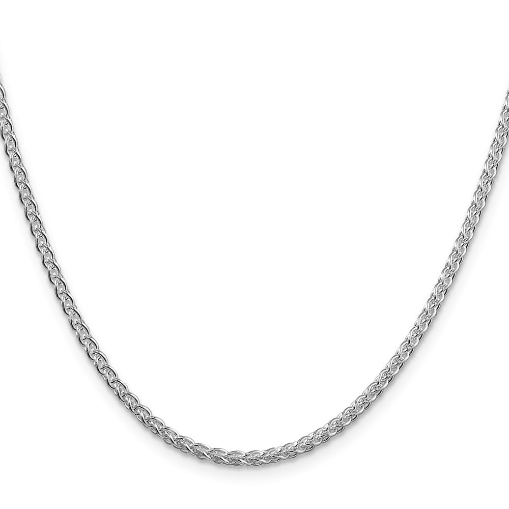 36 Inch Sterling Silver Rhodium-Plated 2.5mm Round Spiga Chain Necklace
